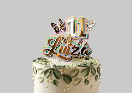 Personalizējams kūkas toperis dzimšanas dienai ar taureņiem